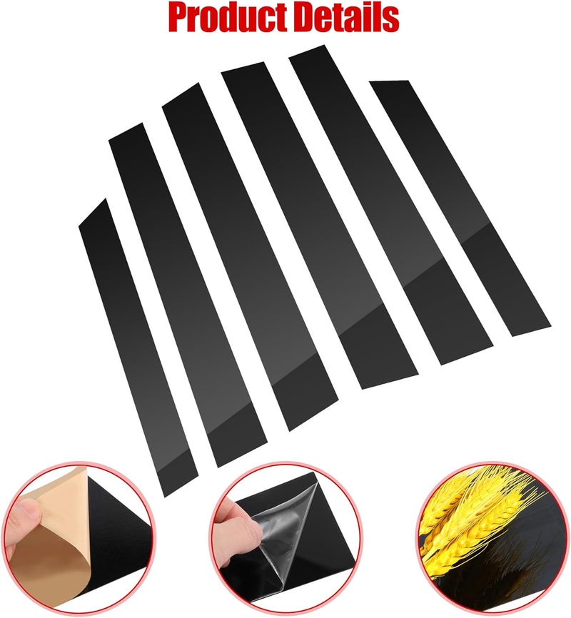 BASIKER 6 Pcs Compatible withHonda CR-V 2007-2011 Door Window Trim Anti Scratch Stickers Door Pillar Moldings - Image 3